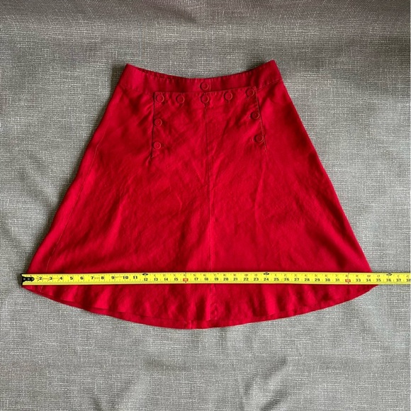 J Crew Red Linen A Line Sailor Skirt size 6 - Picture 9 of 10